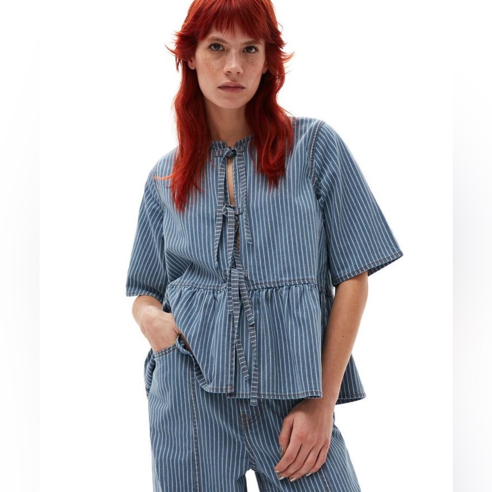 NWOT Ganni Denim Peplum Top 💙